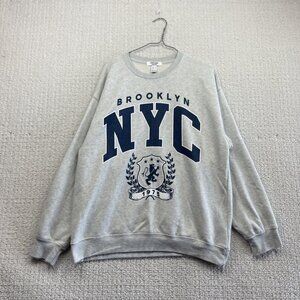 Retro Refuge Athletic Brooklyn NYC Sweatshirt Size S College Gray Spell out